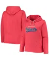 Soft As A Grape Red Washington Nationals Plus Size Side Split Pullover Hoodie In Red