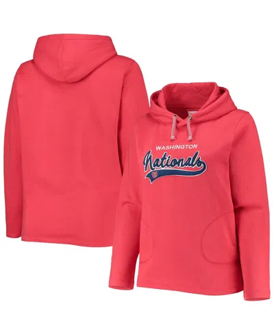 SOFT AS A GRAPE WOMEN'S SOFT AS A GRAPE RED WASHINGTON NATIONALS PLUS SIZE SIDE SPLIT PULLOVER HOODIE