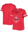 Soft As A Grape Red Washington Nationals Plus Size V-neck Jersey T-shirt In Red