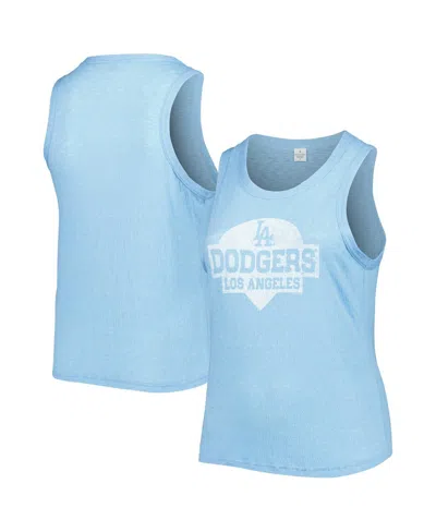 SOFT AS A GRAPE WOMEN'S SOFT AS A GRAPE ROYAL LOS ANGELES DODGERS PLUS SIZE HIGH NECK TRI-BLEND TANK TOP