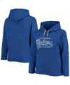 Soft As A Grape Royal Los Angeles Dodgers Plus Size Side Split Pullover Hoodie In Royal
