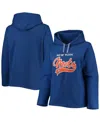 Soft As A Grape Royal New York Mets Plus Size Side Split Pullover Hoodie In Royal