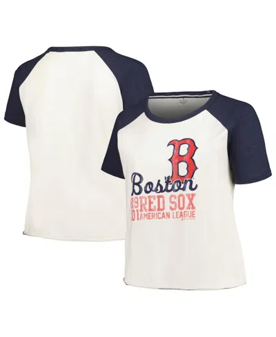 Soft As A Grape Women's White Boston Red Sox Plus Size Baseball Raglan T-shirt