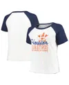 Soft As A Grape Women's White Houston Astros Plus Size Baseball Raglan T-shirt In White
