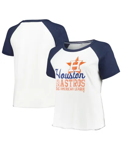 Soft As A Grape Women's White Houston Astros Plus Size Baseball Raglan T-shirt
