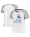 Soft As A Grape Women's White Los Angeles Dodgers Plus Size Baseball Raglan T-shirt In White
