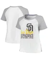Soft As A Grape Women's White San Diego Padres Plus Size Baseball Raglan T-shirt In Neutral