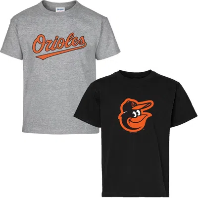 Soft As A Grape Kids' Youth   Black/gray Baltimore Orioles Two-pack T-shirt Set