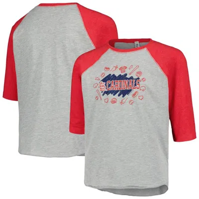 Soft As A Grape Kids' Youth  Heather Gray St. Louis Cardinals Raglan 3/4 Sleeve T-shirt