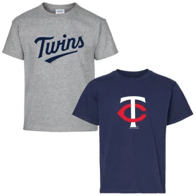 Soft As A Grape Kids' Youth   Navy/gray Minnesota Twins Two-pack T-shirt Set