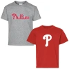 Soft As A Grape Youth   Red/gray Philadelphia Phillies Two-pack T-shirt Set In Gray