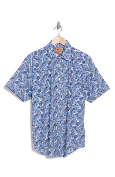 Soft Cloth Jacques Trim Fit Short Sleeve Button-up Shirt In Cobalt