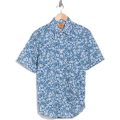 Soft Cloth Magellan Trim Fit Short Sleeve Button-up Shirt In Ultramarine