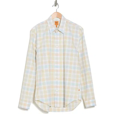 Soft Cloth Midas Yarn Dye Plaid Trim Fit Button-up Shirt In Natural Multi