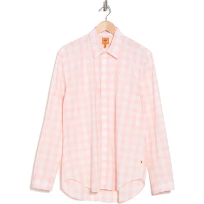 Soft Cloth Midas Yarn Dye Plaid Trim Fit Button-up Shirt In Orange
