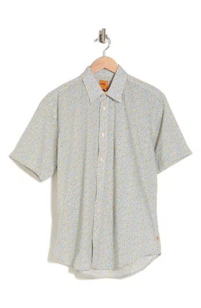 Soft Cloth Pagos Print Short Sleeve Shirt In Blue