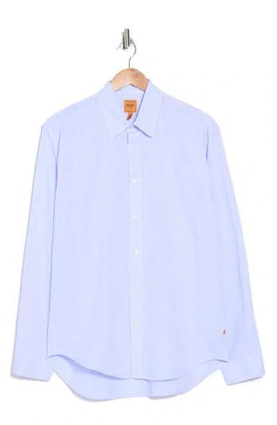 Soft Cloth Solomon Trim Fit Yarn Dye Button-up Shirt In Blue