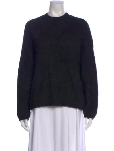 Pre-owned Soft Goat Alpaca Crew Neck Sweater In Black