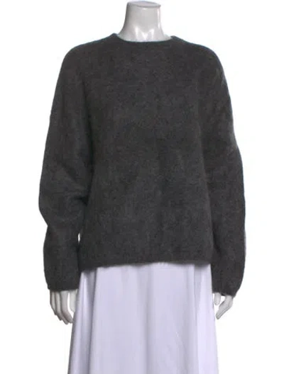 Pre-owned Soft Goat Alpaca Crew Neck Sweater In Grey