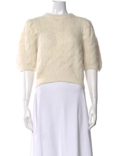 Pre-owned Soft Goat Alpaca Crew Neck Sweater In Neutral