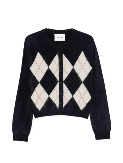 Soft Goat Argyle Cashmere Cardigan In Multi