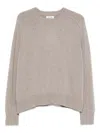 Soft Goat Boyfriend Ribbed Crew-neck Knitwear In Gray