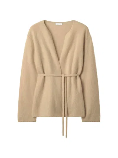 Soft Goat Belted Cashmere Cardigan In Neutral