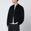 Soft Goat Black Wool And Cashmere Zip Cardigan In Black