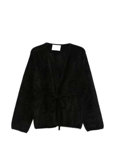 Soft Goat Black Wrap Cardigan