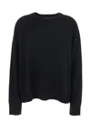 Soft Goat 'boyfriend' Blue Crewneck Sweater With Dropped Shoulders