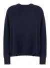 Soft Goat 'boyfriend' Blue Crewneck Sweater With Dropped Shoulders