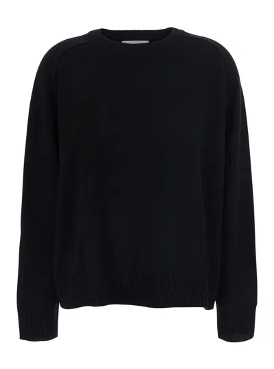 Soft Goat Boyfriend Cashmere Crewneck Sweater In Black