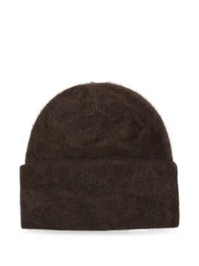 Soft Goat Brushed Beanie Hat In Brown