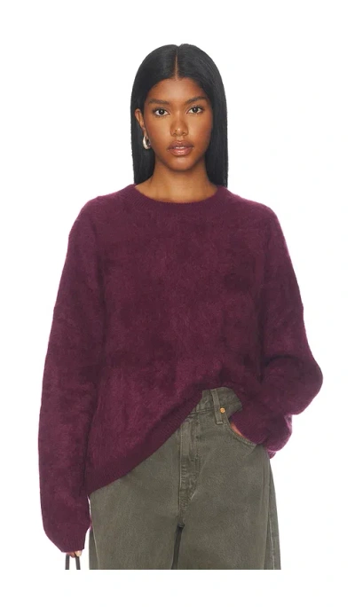 Soft Goat Brushed Boyfriend Crewneck In Burgundy