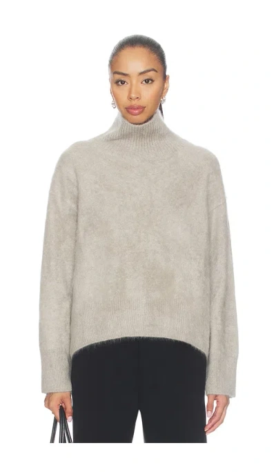 Soft Goat Brushed Boyfriend Turtleneck In Greige