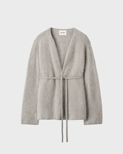 Soft Goat Brushed Cardigan In Cashmere In Gray