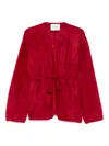 Soft Goat Brushed Cardigan In Red