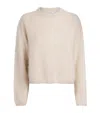 Soft Goat Brushed Cashmere Crew-neck Sweater In White