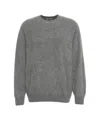 Soft Goat Brushed Cashmere Crew Neck Sweater With Ribbed Details In Gray