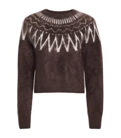 Soft Goat Brushed Cashmere Fair Isle Sweater In Brown