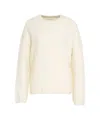 Soft Goat Brushed Cashmere Sweater With Classic Round Neckline In Neutral