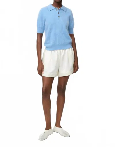 Soft Goat Brushed Pique Short Sleeve Top In Azure In Blue