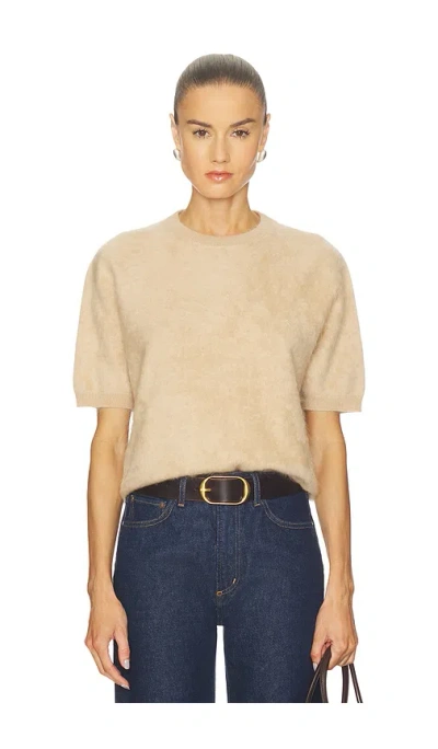 Soft Goat Brushed Short Sleeve Top In Neutral