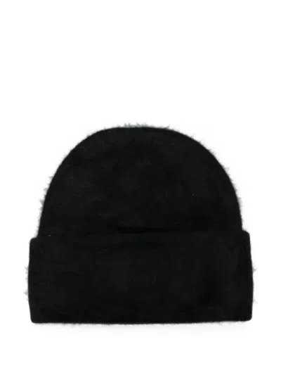 Soft Goat Brushed Turn-up Beanie Hat In Yellow