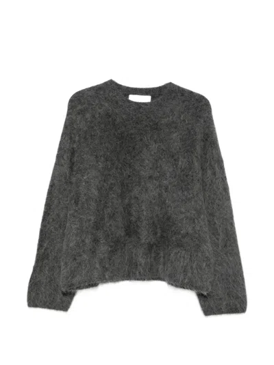 Soft Goat Brushed-finish Crew-neck Sweater In Gray