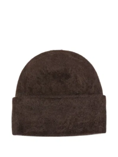 Soft Goat Brushed-finish Wool Beanie Hat In Orange