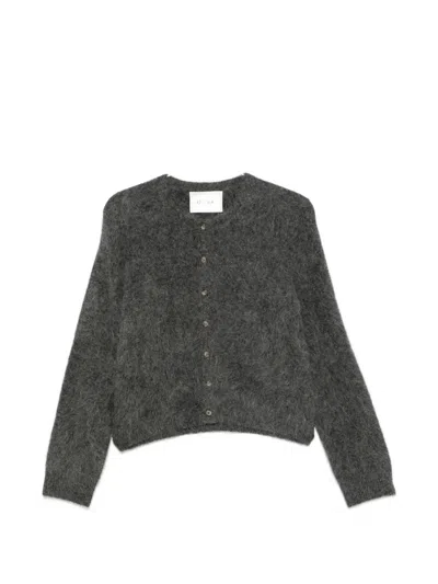 Soft Goat Brushed-knit Alpaca Cardigan In Gray