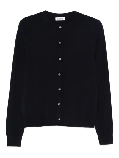 Soft Goat Button Fastening Ribbed Sweater In Black