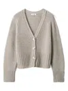 Soft Goat Button V-neck Cashmere Cardigan In Gray