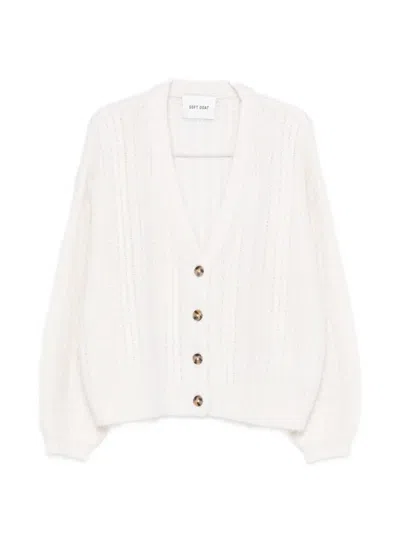 Soft Goat Buttoned Cardigan In White